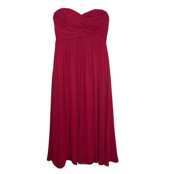 Bill Levkoff Red Formal Dress Chiffon‎ Gown Strapless Prom Bridesmaid Size 16 - Picture 1 of 6